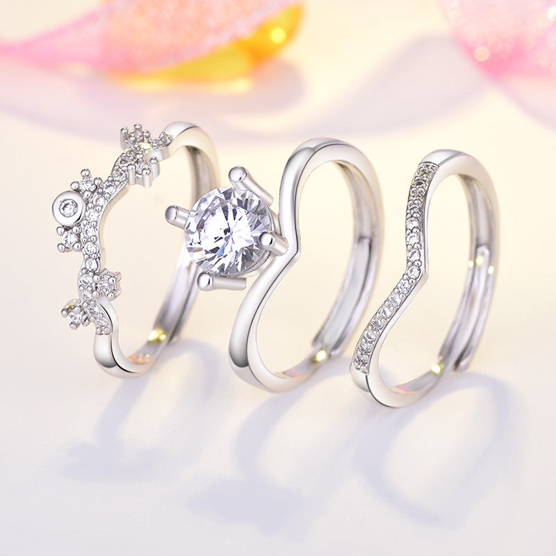 3 in 1 Best friend Crown Diamond Ring 3BFF Rings