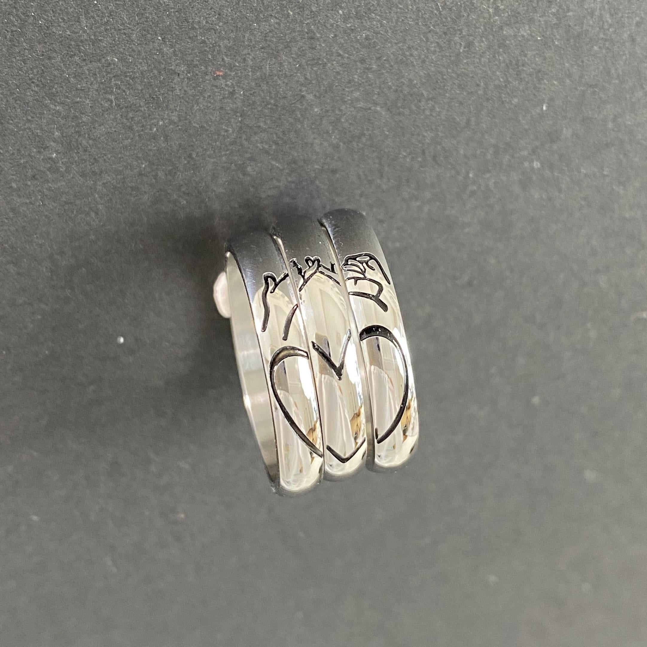 Family Matching Rings 3pcs Pinky Promise Rings Matching Heart Best Friend Family Rings ...