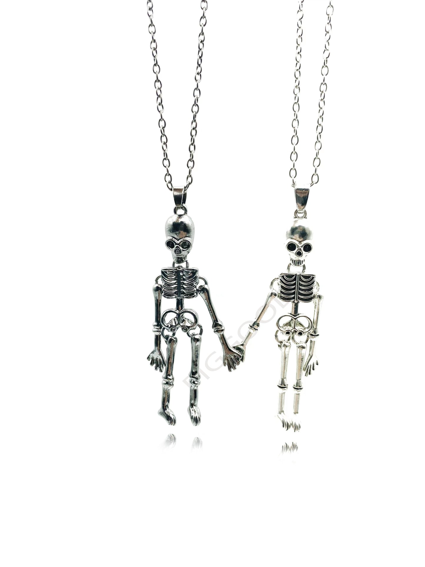 Hold Hands Till Dead Halloween Skeleton Ghost Skull Magnetic Necklace