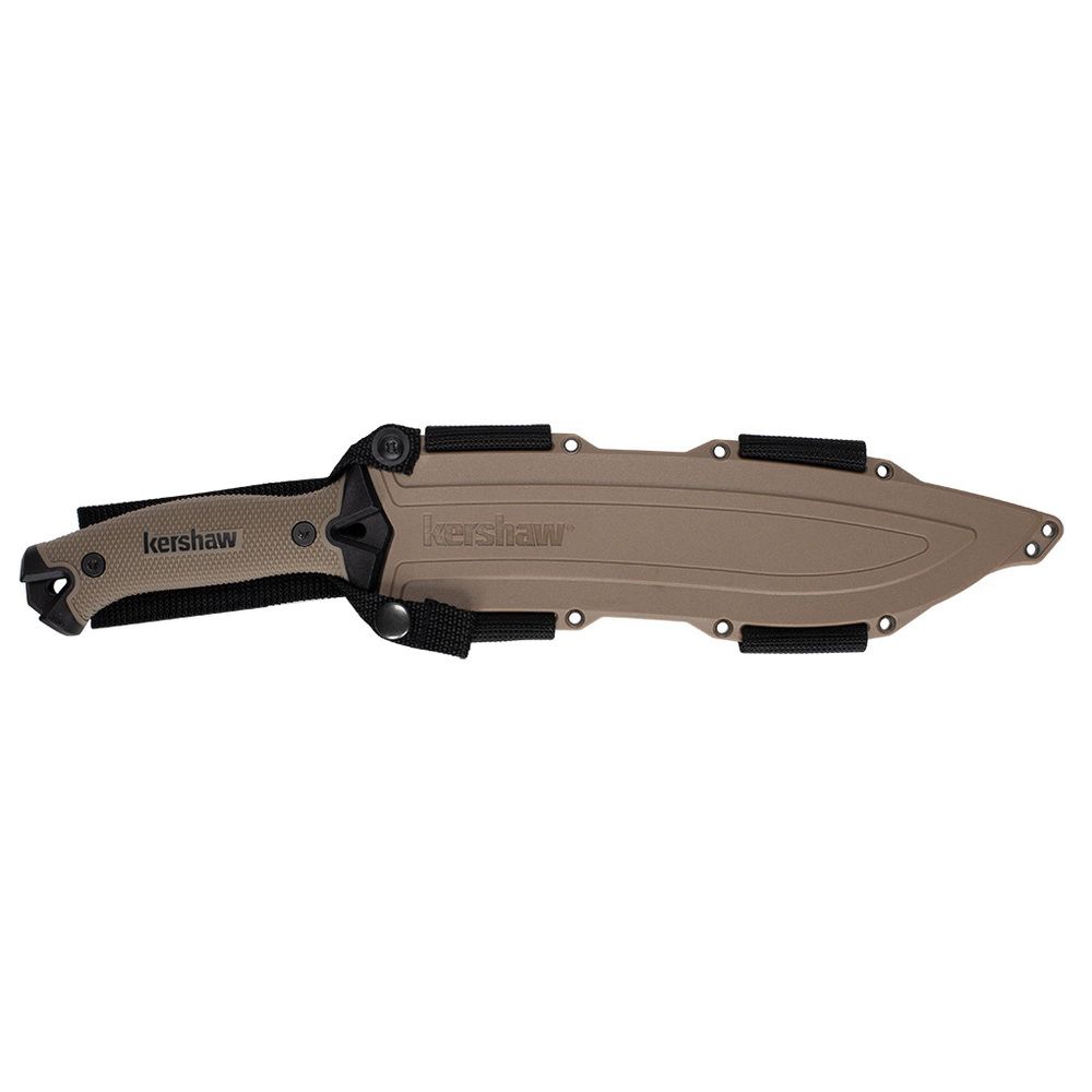 Kershaw 1077 Camp 10 - Tan/Black,Fixed Survival Knife,Sharp Machete