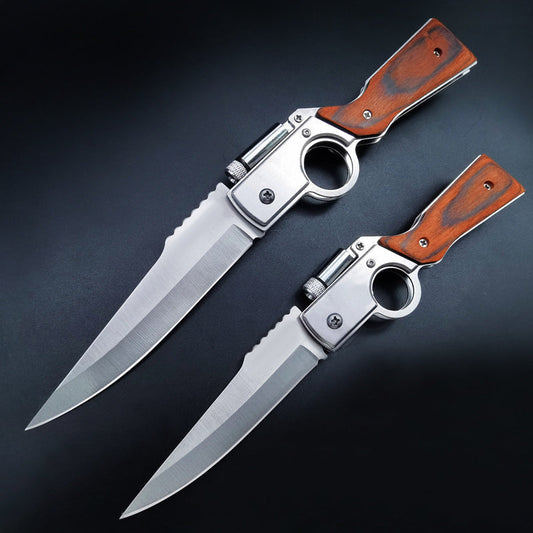 Automatic Folding Knife EDC Outdoor Led Gun Shape Knife