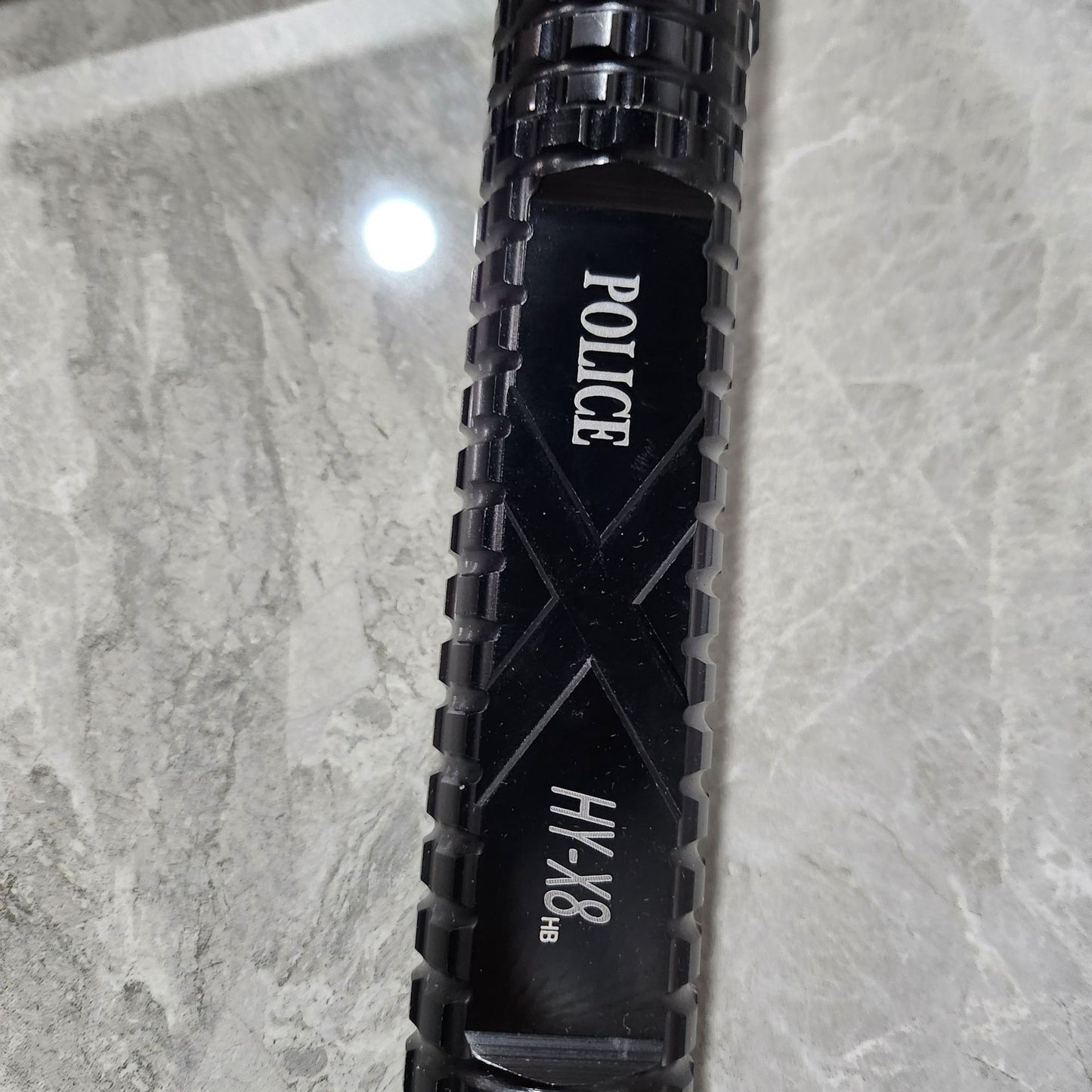 34cm/13.38in Full Tang Baton Taser Flashlight(3in1) HY X8 Polic Baton