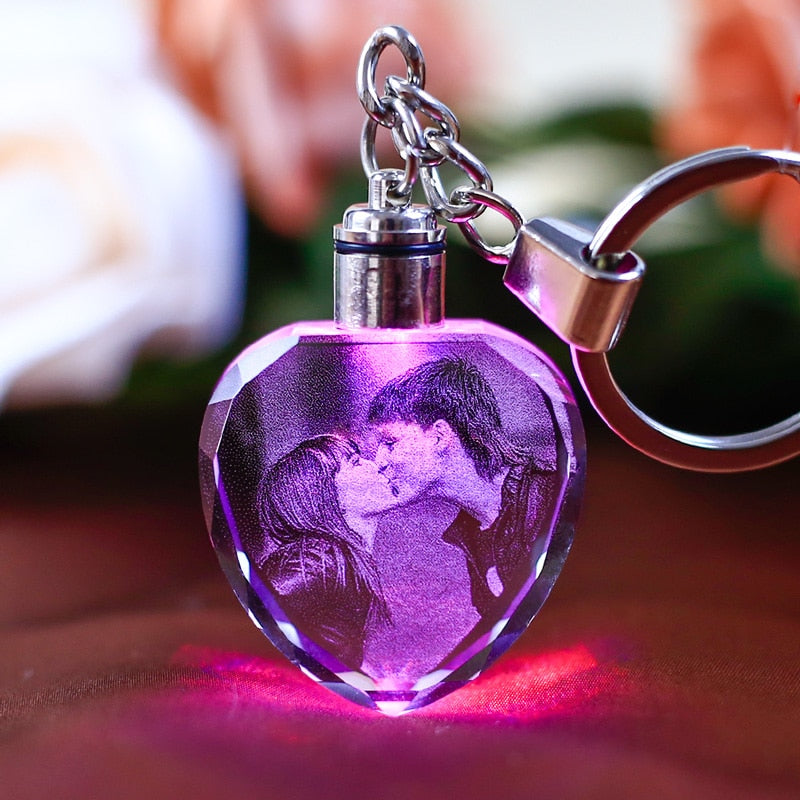 Personalized Custom Photo Led Light Crystal Key Chain