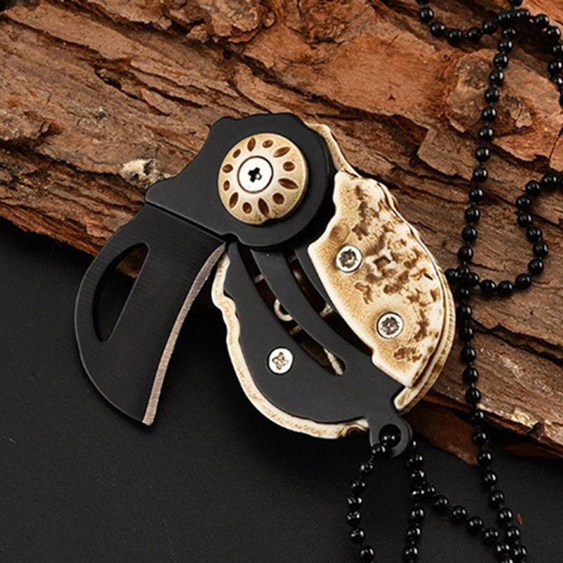 Skull Knife Stainless Steel Folding Knife Necklace