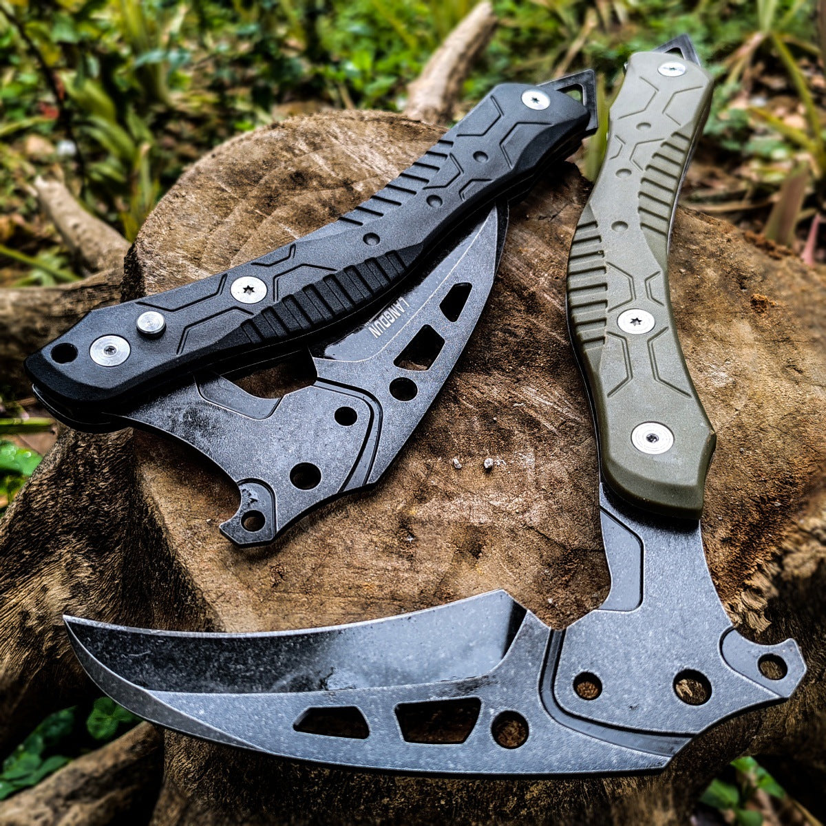 Folding Axe Sickle Knife with Sheath,Out Door Multiple Tool