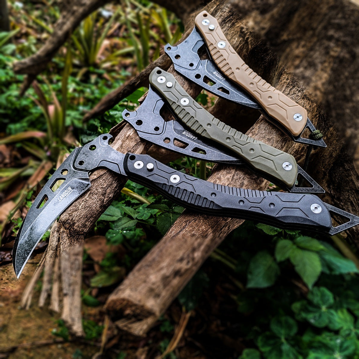 Folding Axe Sickle Knife with Sheath,Out Door Multiple Tool