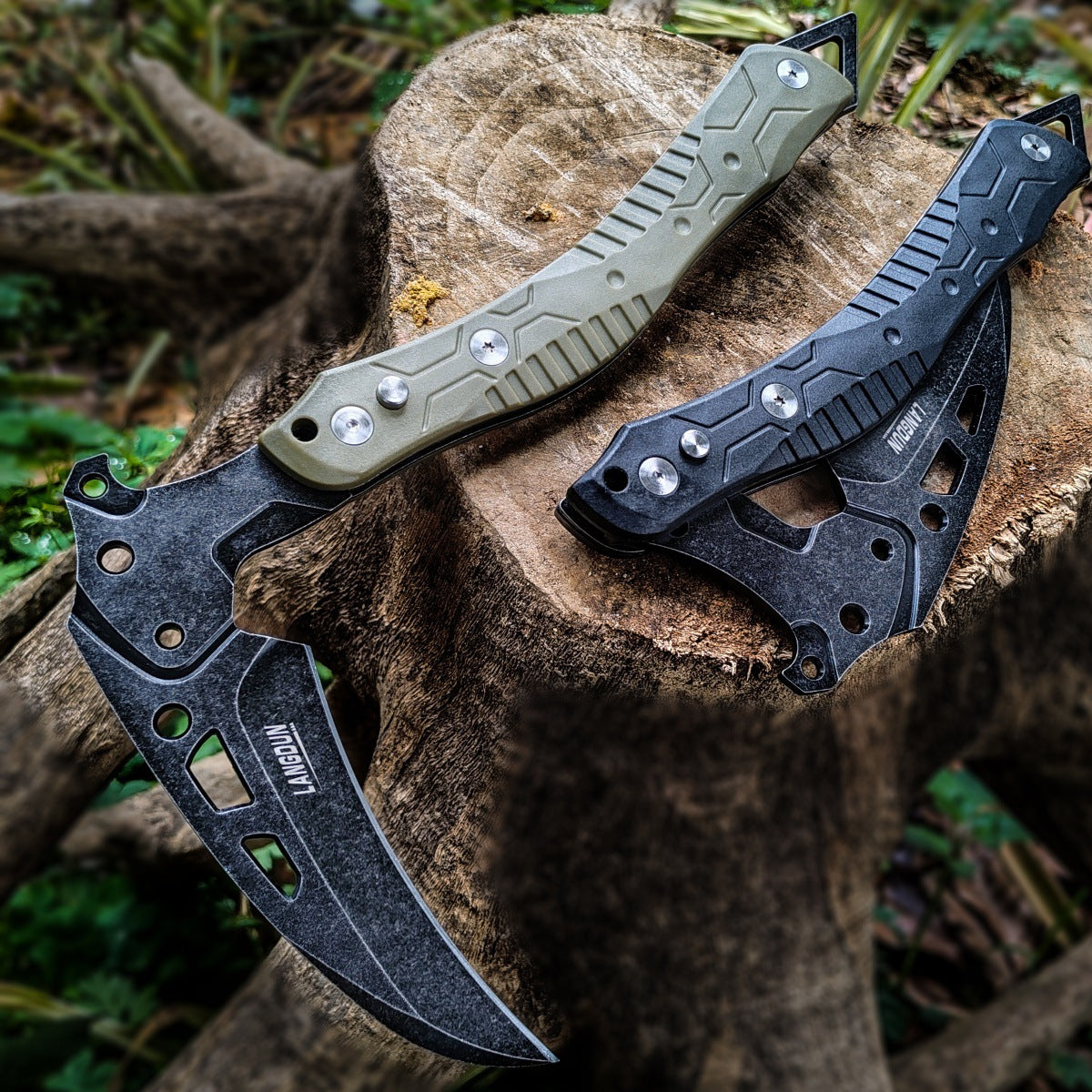 Folding Axe Sickle Knife with Sheath,Out Door Multiple Tool