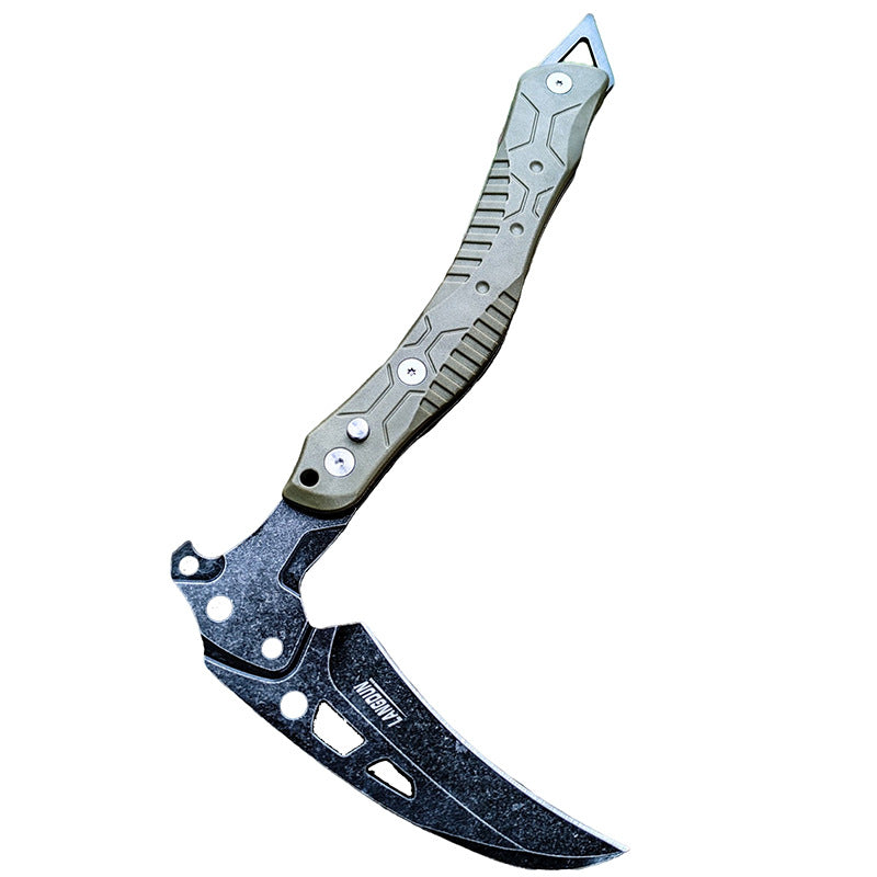 Folding Axe Sickle Knife with Sheath,Out Door Multiple Tool