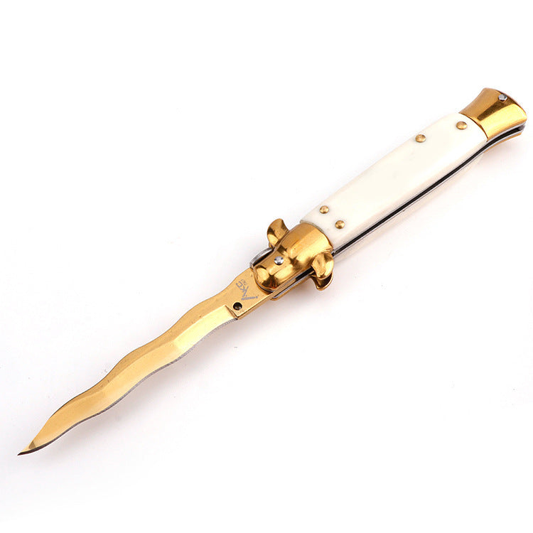 Kris AKC Italian Stiletto Switch Blade Wavey Blade Knife