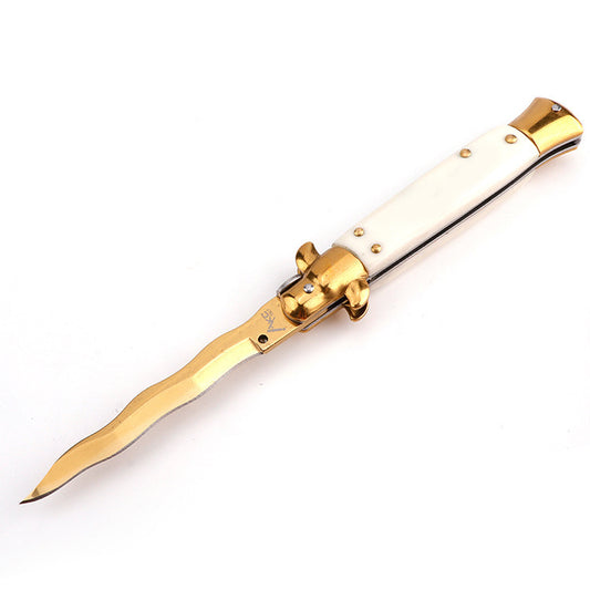 Kris AKC Italian Stiletto Switch Blade Wavey Blade Knife