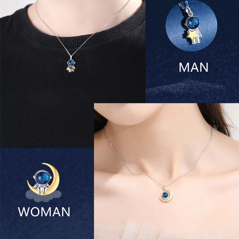 2pcs/set Martian Astronaut Pendant Couples BFFs Necklaces