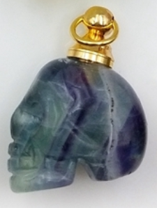 Natural Healing Crystal Perfume Ashes Keeper Skull Head Necklace