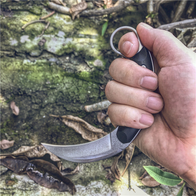 Bastinelli Kalinou Karambit Fixed Blade Knife (2.75" Stonewash)