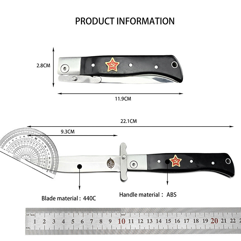 Russian Finka-NKVD KGB Folding Pocket Knife,3.74" Mirror Polished X12M Steel Blade