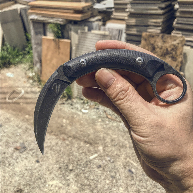 Bastinelli Kalinou Karambit Fixed Blade Knife (2.75" Stonewash)