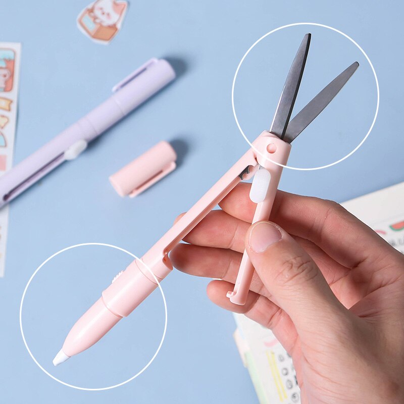 Ceramic Portable Size Folding Scissor Pen for Paper Work Diary School