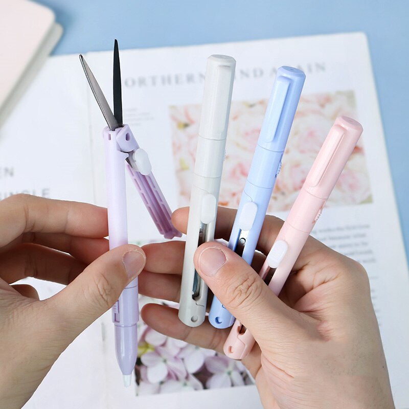 Ceramic Portable Size Folding Scissor Pen for Paper Work Diary School