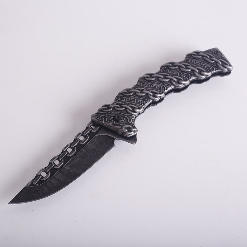 Embossed Chain Folding Knife mountaineering portable camping knife