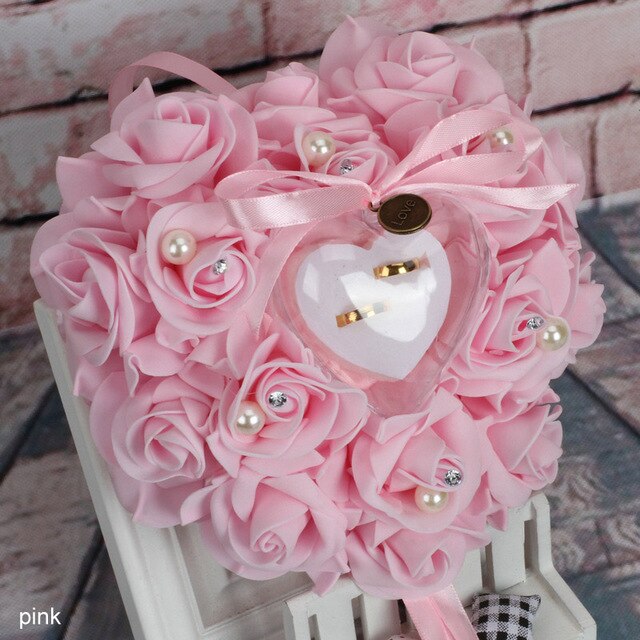 Party DIY Decors Heart Shape Simulation Rose Flowers Jewelry Case