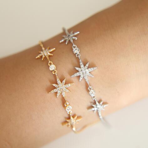 Cubic Zirconia Glitter Adjustable Bracelet Shape Anise Stars