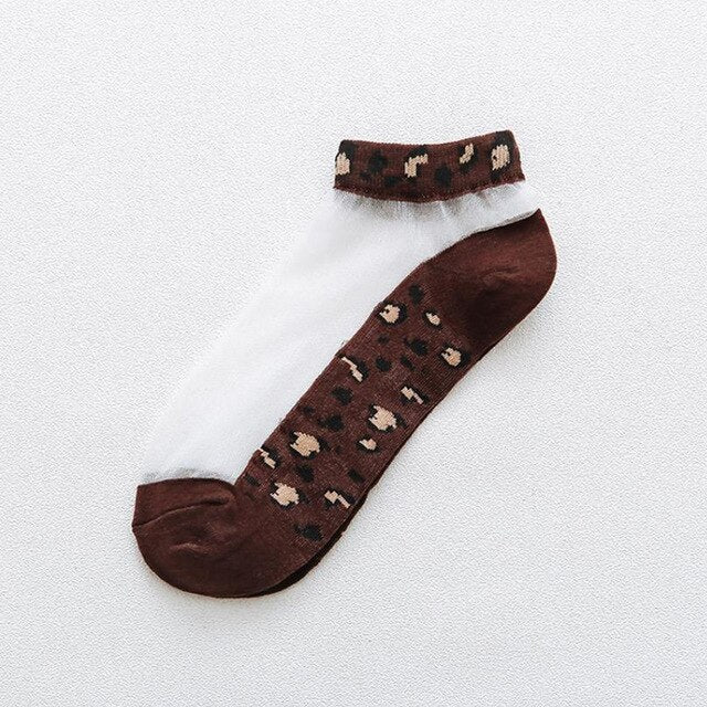 Women Socks Leopard Card Silk Socks