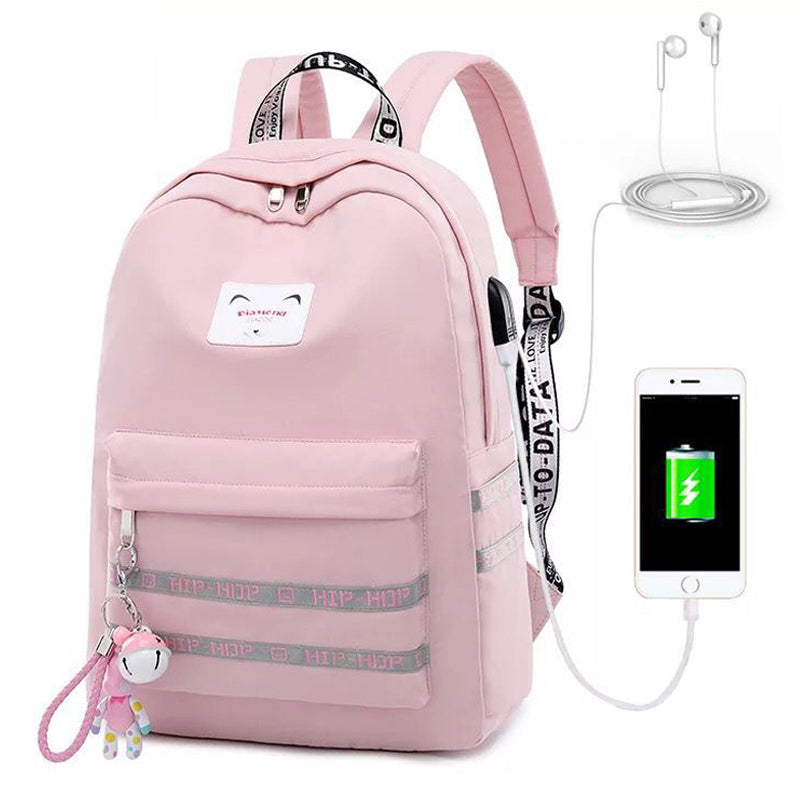 2020 New USB Backpack For Teenage Girls School Bag