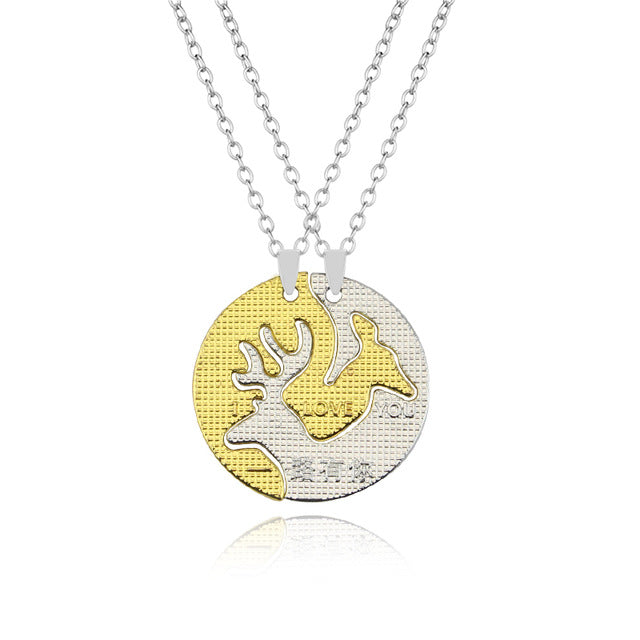 Couples or Siblings Elk Deer Long Maxi Necklaces & Pendant