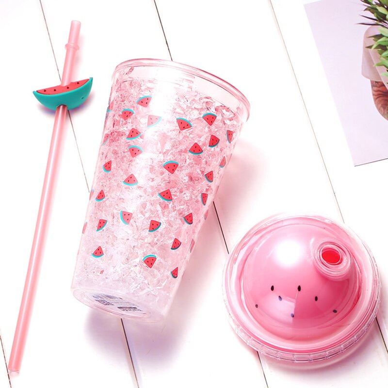 Creative Double Layer Plastic Straw Cup