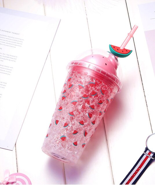 Creative Double Layer Plastic Straw Cup