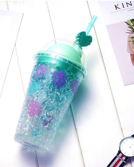 Creative Double Layer Plastic Straw Cup