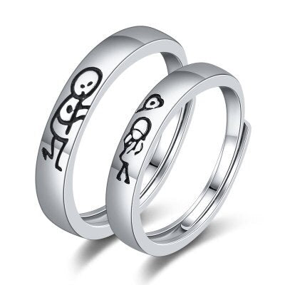 Boy girl I love u I do couple set BFF Rings