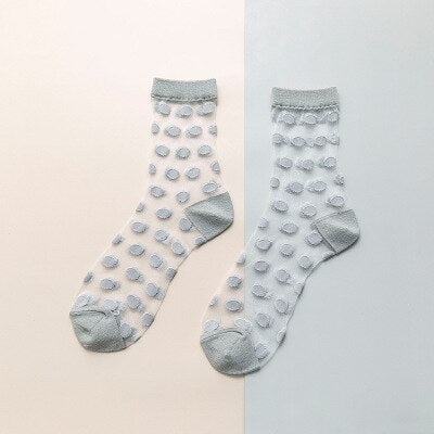 Short Female Thin Crystal Silk Cotton Lace Mesh Boat Socks