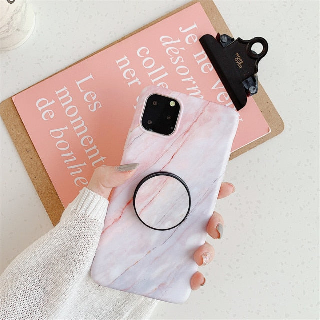 Holder Stand Marble Case For Samsung Skin IMD Silicon Phone Case