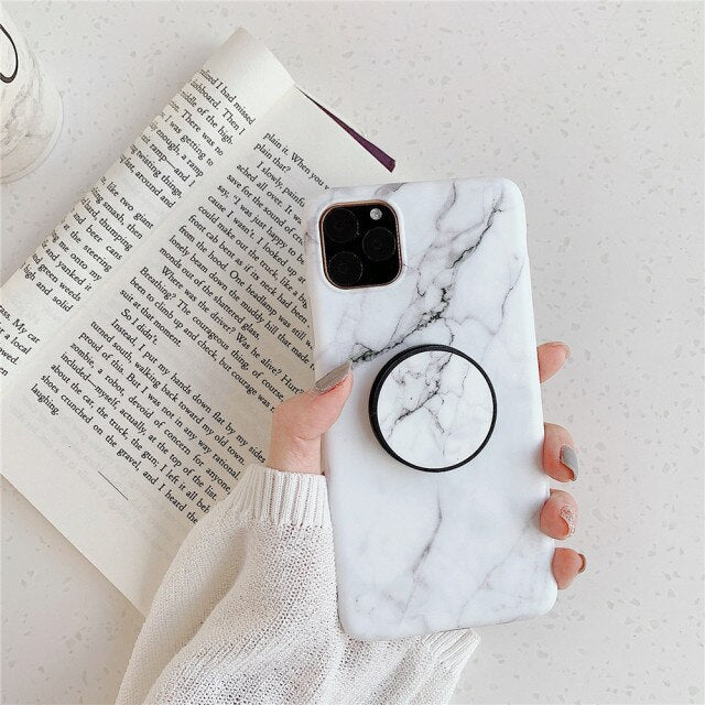 Holder Stand Marble Case For Samsung Skin IMD Silicon Phone Case