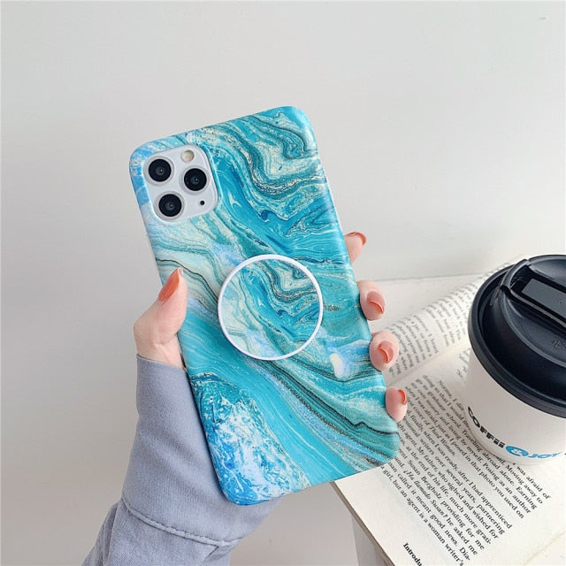 Holder Stand Marble Case For Samsung Skin IMD Silicon Phone Case