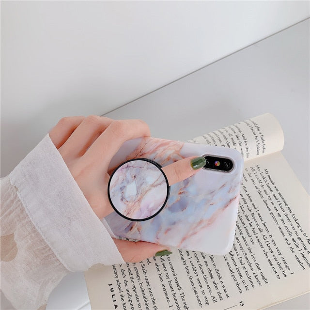 Holder Stand Marble Case For Samsung Skin IMD Silicon Phone Case