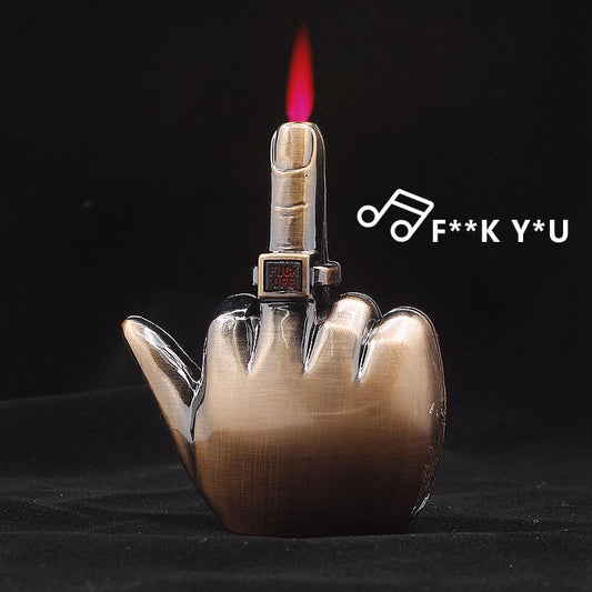 Creative Vertical Middle Finger Cigarette Cigar Lighters With Music