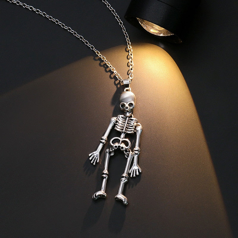 Hold Hands Till Dead Halloween Skeleton Ghost Skull Magnetic Necklace