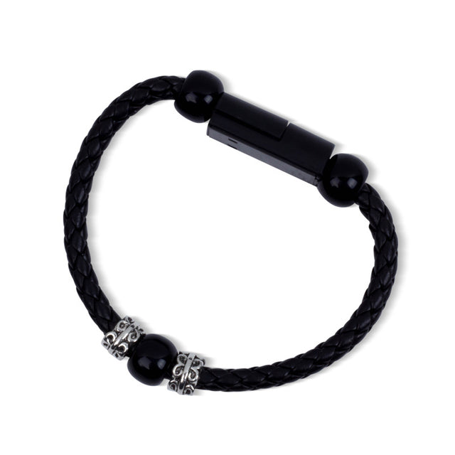 Charger Bracelet Portable Leather Beads Bracelet