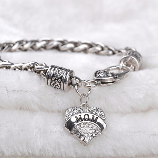 Letter“Mom Grandma Aunt Sister Teatcher BESTFRIEND”Diamond Heart Love Bracelet