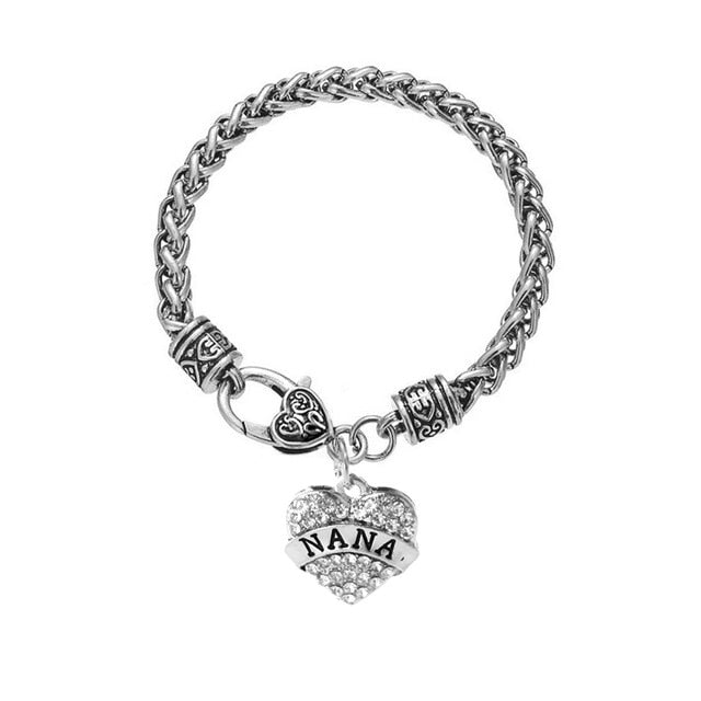 Letter“Mom Grandma Aunt Sister Teatcher BESTFRIEND”Diamond Heart Love Bracelet