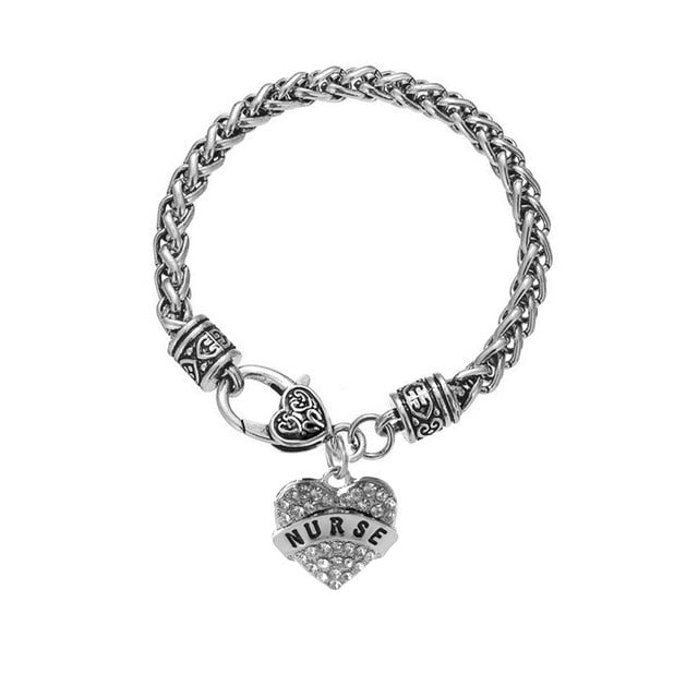 Letter“Mom Grandma Aunt Sister Teatcher BESTFRIEND”Diamond Heart Love Bracelet