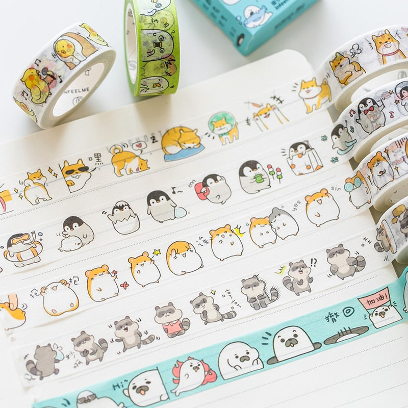 Cute Seal Panda Hamster Animals Masking Washi Tape